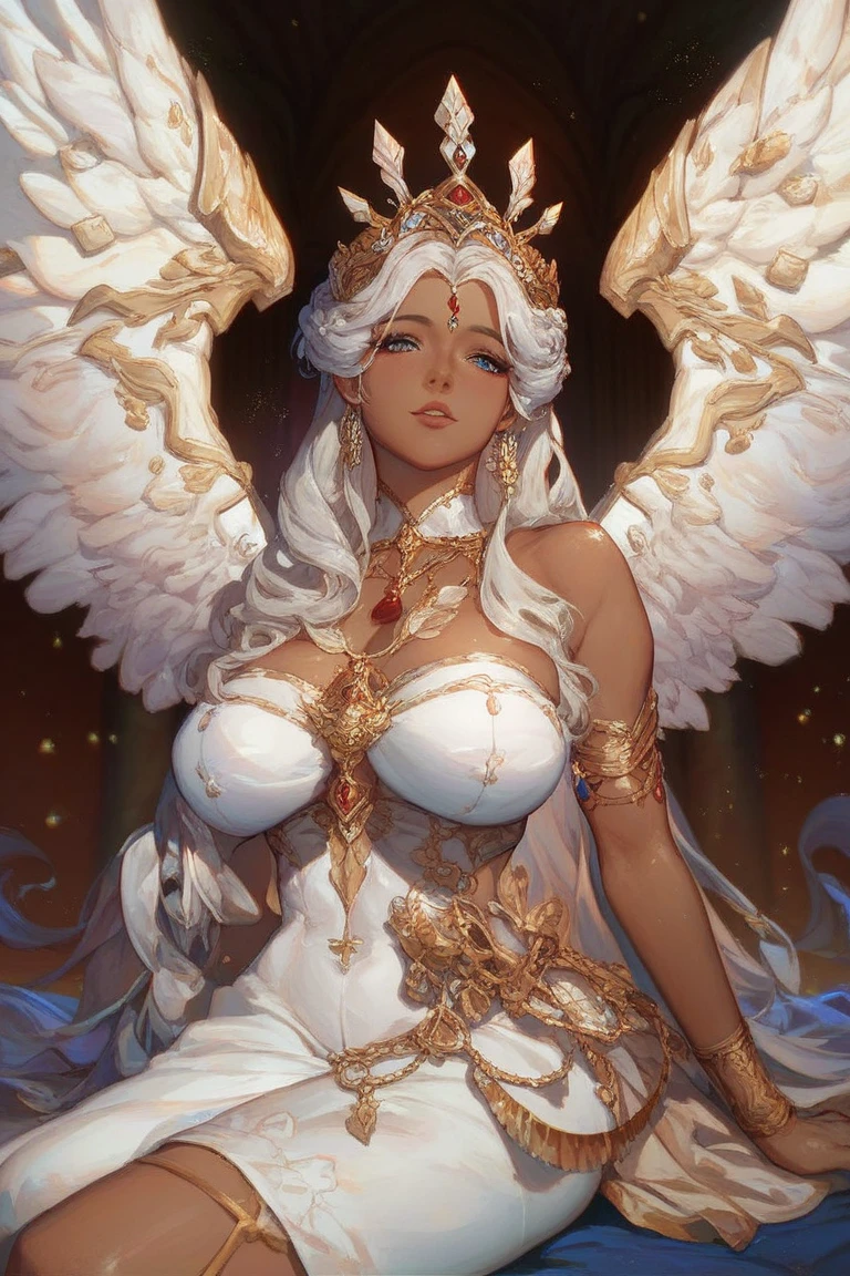 ((masterpiece,)),(( Highest quality,)),Highly detailed CG 8K wallpaper,Bright colors,Dramatic Light,photoreal whole body  fantasy art game art character oil painting by Amano Yoshitaka    Thick acrylic illustration on pixiv, whole bodyポートレート, Light background, Iridescent colors,Watery eye, Beautiful Face, White Feather, gauze latex, transparent elegant clothes, CG, laser, Iridescent, hologram, blur chiaroscuro, Wow, Sakimi-chan, Yoji Shinkawa, and Serafleur, gold white silver, Soft Focus,sacred movie edge, chiaroscuro 8K,white and gold art illustration,In an innocent child-like style,VRay Tracing, dark and gloomy designer,    Fancy costumes,Realistic ultra-detail, Oku art,Giant resin chess pieces tower over the paper art., like, Anime Wallpaper, Wall Art, White flower, In the style of Guo Pei, Detailed portrait, Silver and gold, multidimensional shading, detailed character design, Fantastic composition, Multi-layer structure, Carefully made, Ultra-high resolution, Ultra high transparency, Ultra high HD quality, Sharpness, Sharp details, Sharp details, 8K,
Mature Woman,Mature Woman,Tall body,A tense shot(Huge breasts:1.0),whole body,Outdoor
