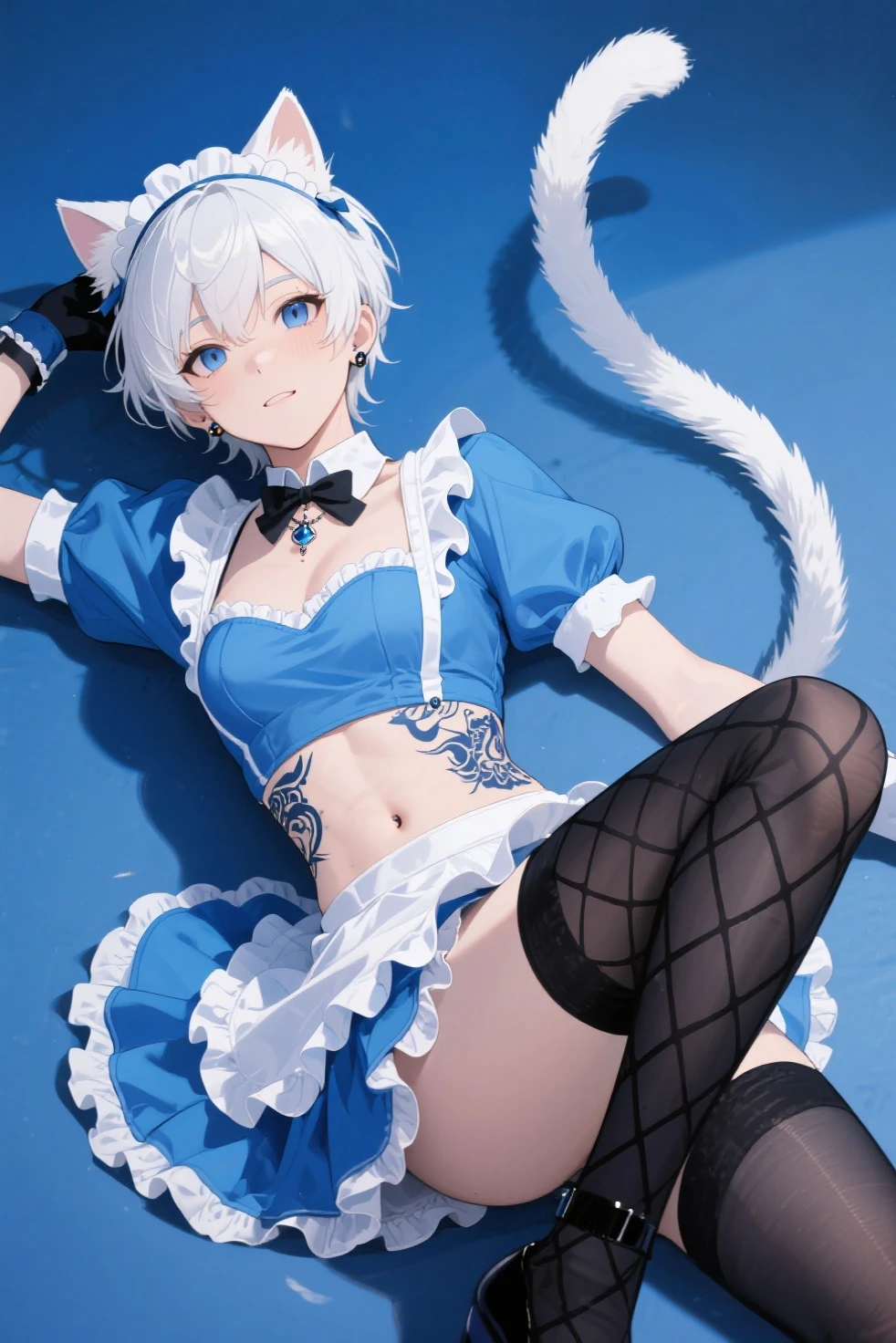 tmasterpiece, Best quality at best, high light, kei1, 1girl, 独奏, eBlue eyes, long whitr hair, ribbons, By bangs, 鎖骨, whaite hair,Sexual, funny lingerie, panties,Large breasts,Sweet lower abdomen,beachside,Long legs