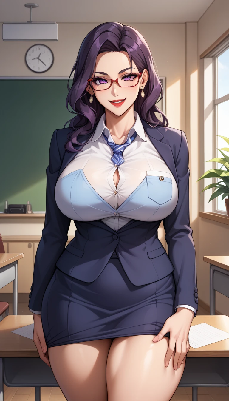 female teacher、Being threatened by a man、Long skirt、suit、Large Breasts、Too big breasts、classroom、gigantic breasts,bursting breasts、best quality, perfect skin
