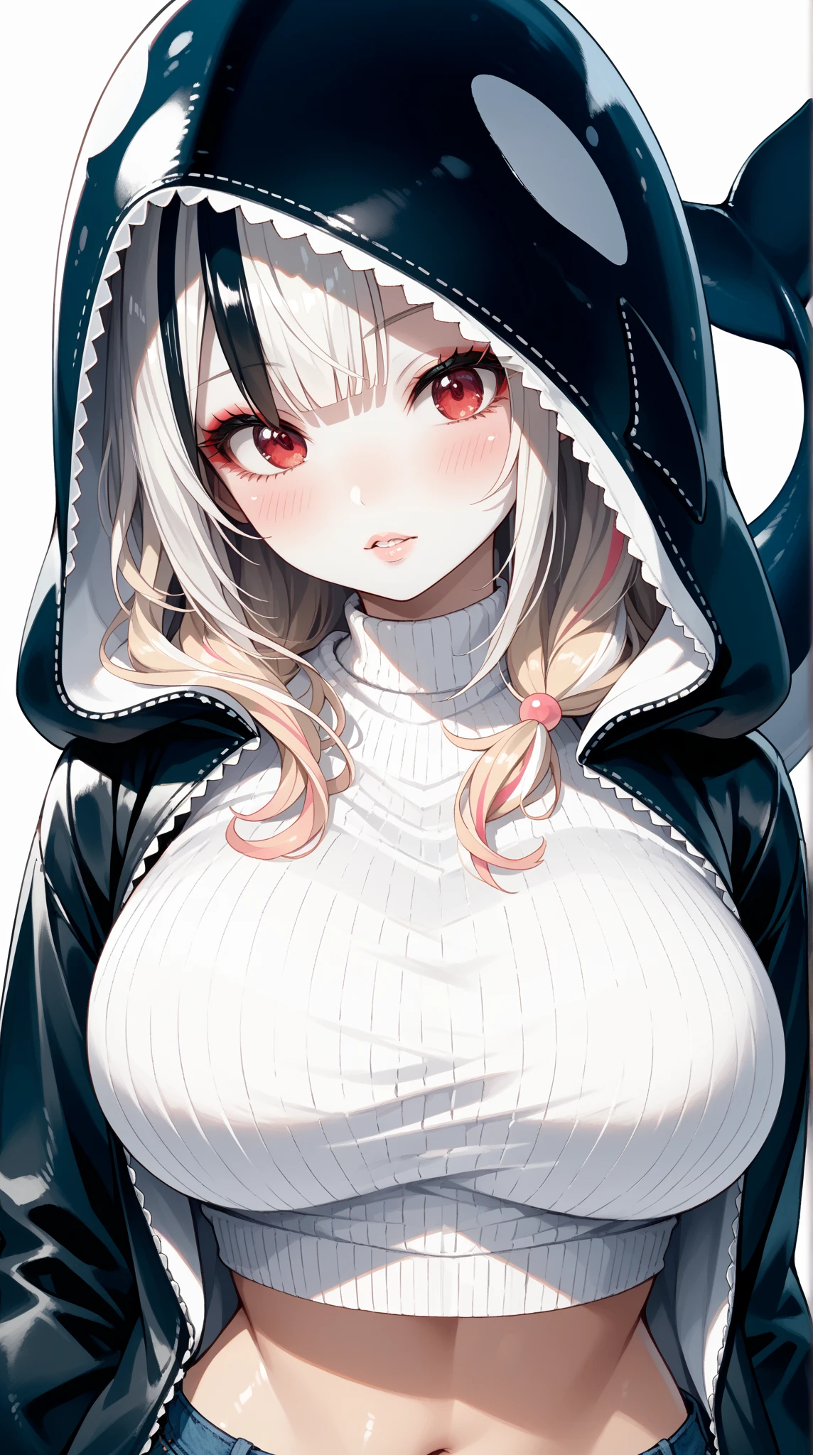 masterpiece,One girl,alone ,Heart-shaped pupils,Open the front,hoodie,, Static Restraints,Exposing her breasts