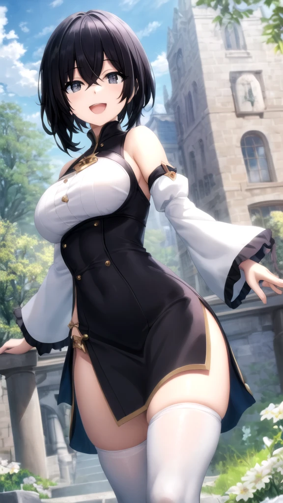 One lady,12year old,(() ,((())), (()), (())((I'm opening my mouth)),((micro skirt, bodysuit and short cloak))(A smile),Wet with sweat,(A dark-haired,),((Fantasy,natta))((Clothes are torn))