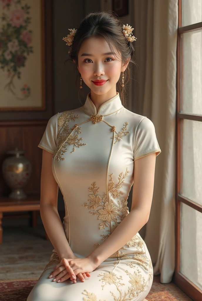 oil painting'huile'huile \\ (Detailed cheongsam, porter un cheongsam, of the highest quality, best quality, Art officiel, Belle gourmandise, belle femme: 1.2)