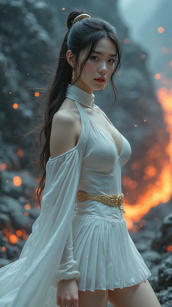 Priestess body made from ash clouds with burning rain clouds, Mark Mann (Mark Mann) Perfect for hot photography, Volop, albrecht durer, Volop, soft wet color, intricately details, Amazing, firey, smokes, The beautiful, Cloudy, Fluffy, static charge, sacrum portrait, An artistic masterpiece by the head of real-time engineering