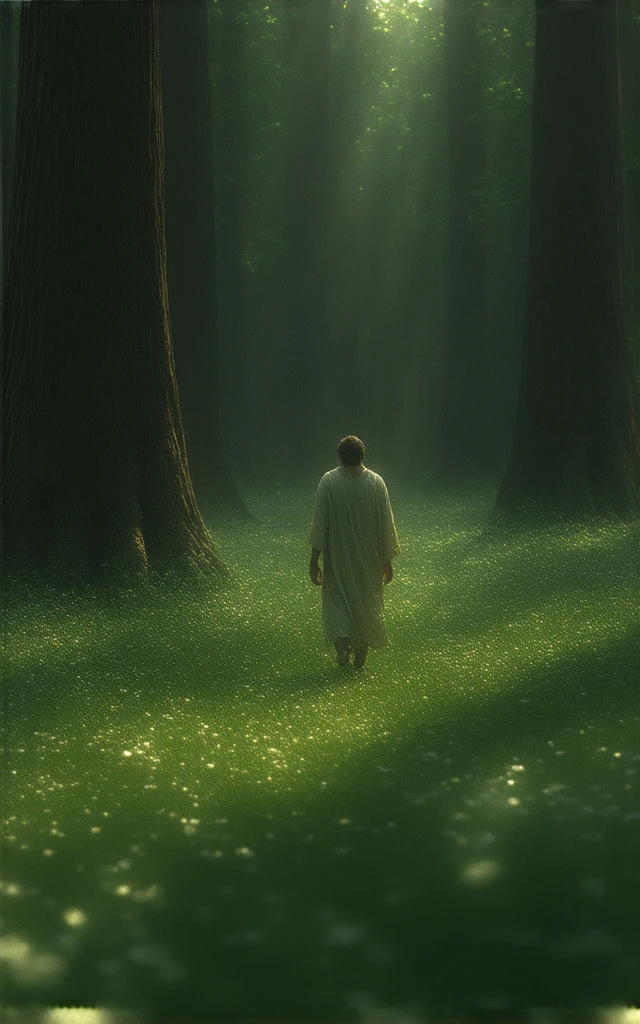 A dynamic montage of cosmic imagery, dreamscapes person meditating in a serene environment, walking through a lush forest, and journaling their thoughts, with subtle synchronicities appearing around them.