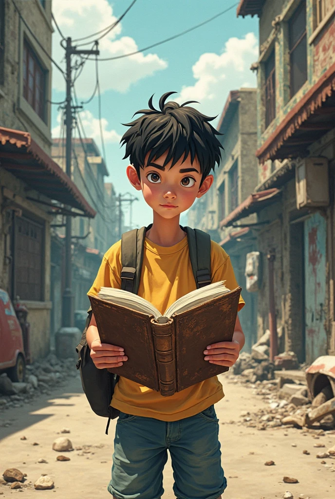 A child sells books, many books, all the books of the world