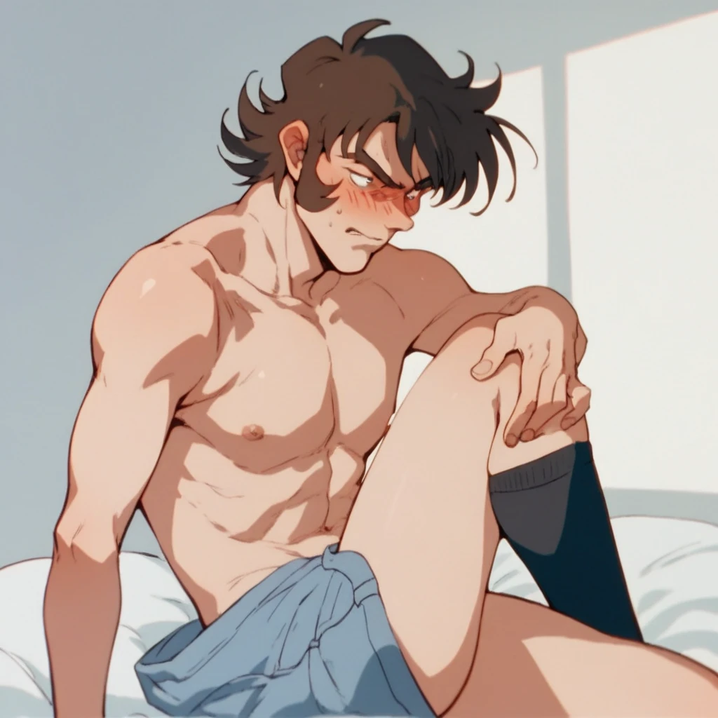 Furry male, muscular, naked, anime