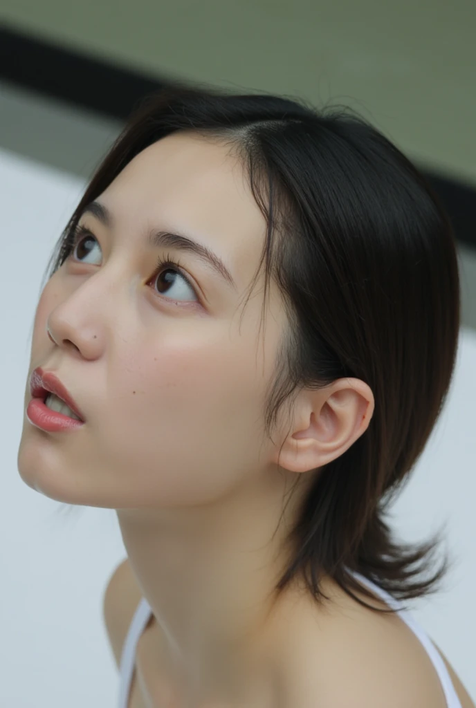 20 year old cute Japan woman, ((Extremely precise and accurate anatomy:1.0)), (Highest quality realistic skin textures:1.6), clean and glowing skin, Thin Skin, mesh, (Enhances the beauty of skin texture:1.2), ((((The texture of each individual hair, long and delicate lashes, Beautifully trimmed eyebrows, Facial pores, Detail of blood vessels in the white of the eye, Thin and visible capillaries in the skin)))), (Realistic as a photo:1.4), (Very realistic:1.4), (Improvement of quality:1.4), Realistic lighting, Backlight, A gentle light that illuminates the face, Ray Tracing, Bright light, (Smoother lighting:1.05), (Improving the quality of cinema lighting:0.9), 32k, fine grain, Detailed face, (Film Grain:1.1), (Natural smile:0), Accentuates body lines, High resolution, Natural look, Kind eyes, Delicate light and shadow, Clear skin, Graceful Pose, Beautiful Eyes, Sharp details, Soft light reflection, Beautiful contours, Delicate skin tone, Natural background, Natural poses in everyday situations, Extremely fine detail, Lora Style