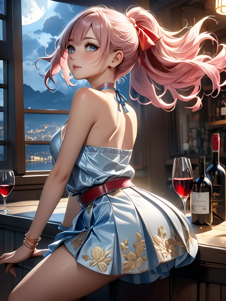 (masterpiece,highest quality,超A high resolution),japanese woman, (((Very beautiful 25 year old girl))), pretty girl、look at the photographer、 ((beautiful low ponytail)), super cute face, glossy lips, double eyelids in both eyes,natural smile、 natural makeup, long eyelashes, Shiny and smooth hair、center image, perfect limbs, perfect anatomy,(((dress))、party venue,Pose with movement