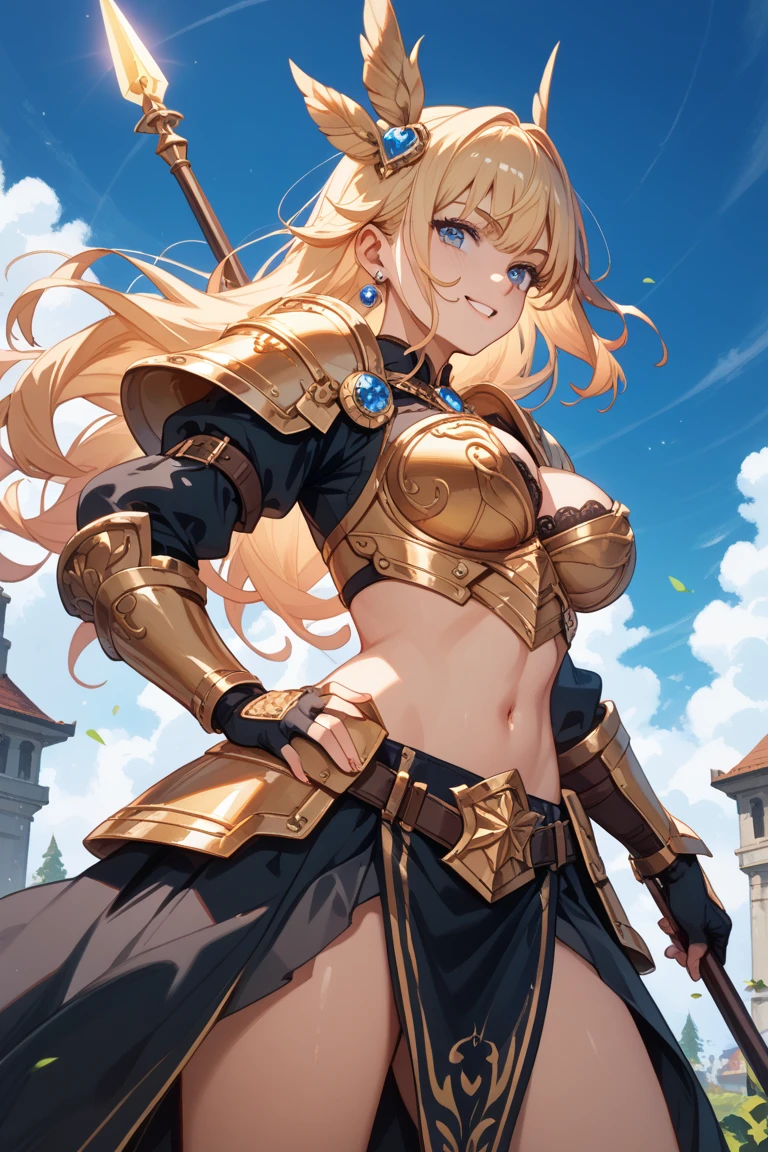 ((highest quality)),(ultra high resolution),(Super detailed),(detailed description),((best CG)),(best work of art),super precision art,amazing drawing art,(Fantasy art with precise details:1.5), (female magic night:1.8),(beautiful and well-shaped face:1.7),(Polished armor with intricately detailed carvings:1.8),(shiny blonde ponytail:1.6), A circlet inlaid with sparkling gems:1.6,A magic circle is floating around her.:1.6,dynamic pose