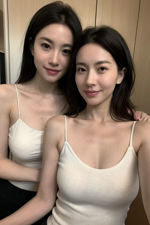 ((small breast:1.5)), ((flat chest:1.8)), Beautiful woman, ((Mother and daughter:1.5)), ((My mother is 38 years old.:1.5)), ((Scared:1.5)), ((frightened:1.5)), (orgasm:1.5), ((mother has a flat chest:1.5)), ((My daughter is 18 years old:1.5)), Close in age, beautiful, I wear clothes, ((Mother has a very small mole on her left cheek:1.2)), ((Look into the viewer's eyes:1.5)), ((looking at viewer:1.5)), ((look into the viewer's eyes:1.5)), (top-quality, 16K, masterpiece:1.3), top quality, masterpiece, high resolution, photorealistic, (raw photo), live shooting, 16k wallpaper, perfection, professional lighting, very detailed, fine details, Hyperrealism, hyper realistic, realistic, japanese, (super detailed), (Photorealsitic:1.5), high-level image quality, very detailed, depth of field, (most beautiful), (dramatic lighting:1.2), (cinematic lighting:1.2), ambient lighting, (front lighting:1.2), highest precision, detailed fingers, detailed hands, detailed eyes, detailed skin texture, textured skin, realistic smooth soft skin, (perfect body proportion), (seductive emotion:1.3), (soft and plump thighs:1.2), (short torso:1.5), detailed face, detailed finger, clear eyes, gentle eyes, accurately drawn arms, accurate and perfect human anatomy, white and soft thighs, realistic smooth soft skin,