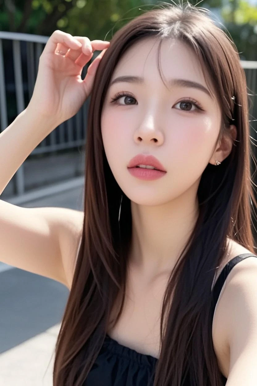 a close up of a woman holding a cell phone in her hand, beautiful south korean woman, korean girl, gorgeous young korean woman, beautiful young korean woman, young adorable korean face, wan adorable korean face, young cute wan asian face, beautiful asian girl, korean woman, girl cute-fine-face, jaeyeon nam, cute korean actress