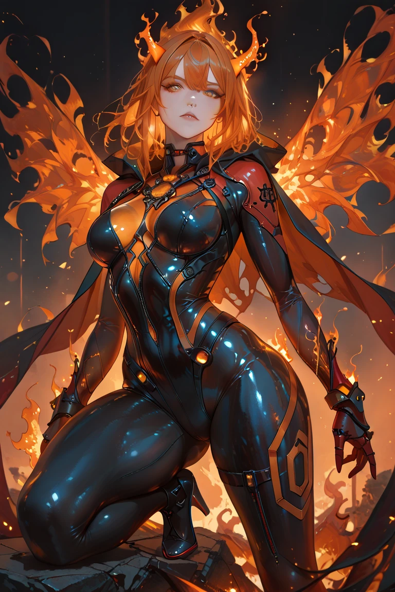 (Cyberpunk Demon waifu), (high resolution), (high res), great quality, mature, very angry face, long fangs, diamond face, perfect eyes, demon tail, wings, strong shadows, (neon light), neon, naked, detailed face, sparks, gargolyes background, hell, night, (attacking), detailed abs, scars, shinying eyes, war pose, long claws, (masterpiece), direct light, underlight, strong jaw, golden sky, (large boobs), (Demonic queen), (lewd armor), (no clothes) massive ass, thick thighs, long torso, wide waist, skinny torso, fit, perfect face, (skimpy armor), (colorful vibrant light), futuristic, sexy, (blushing), (hot and bothered)