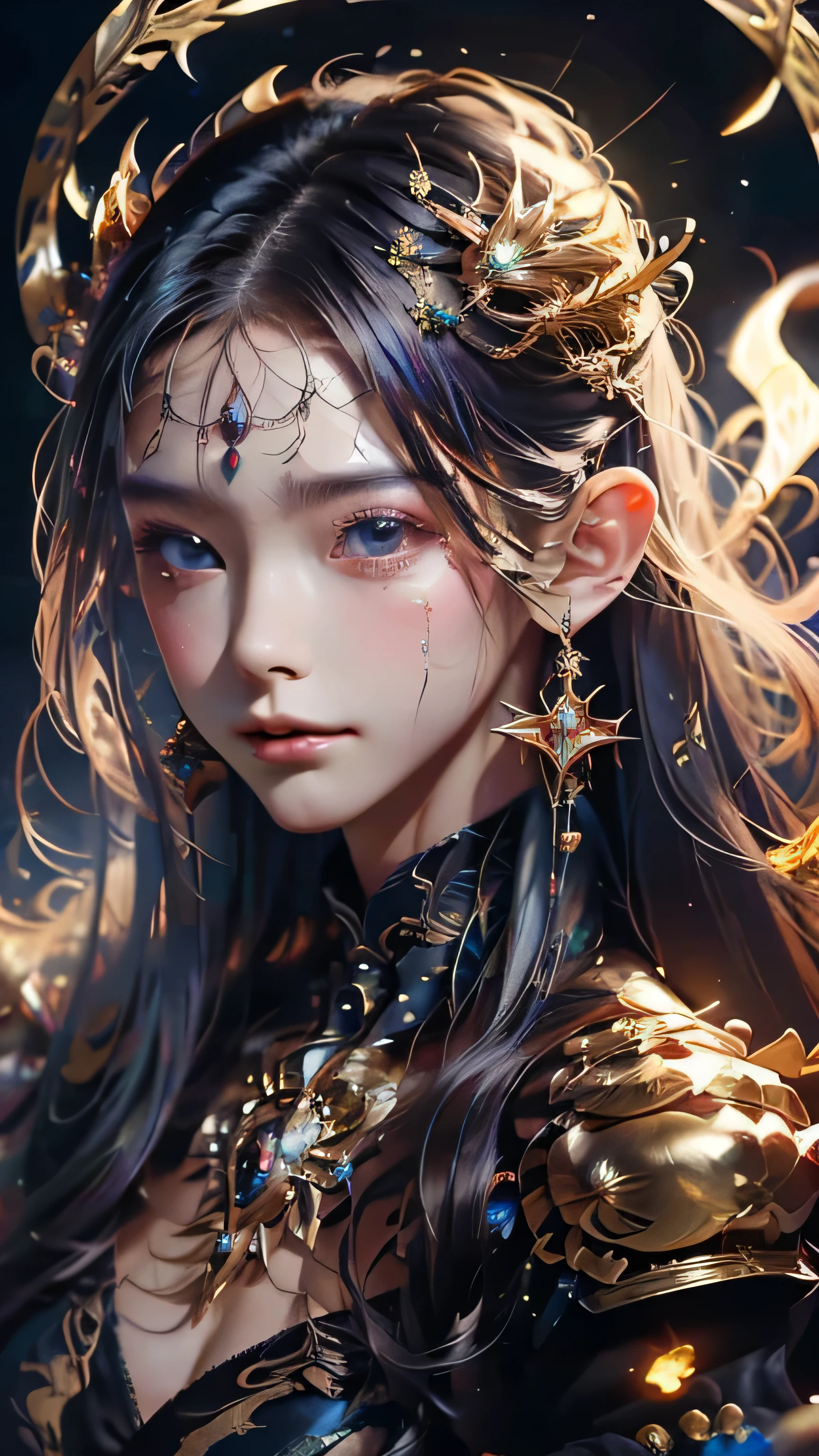 detailed face, cute face, A powerful spell that creates a magical protective barrier., A woman who uses green magic to summon a magical shield is perfect for a fantasy world..