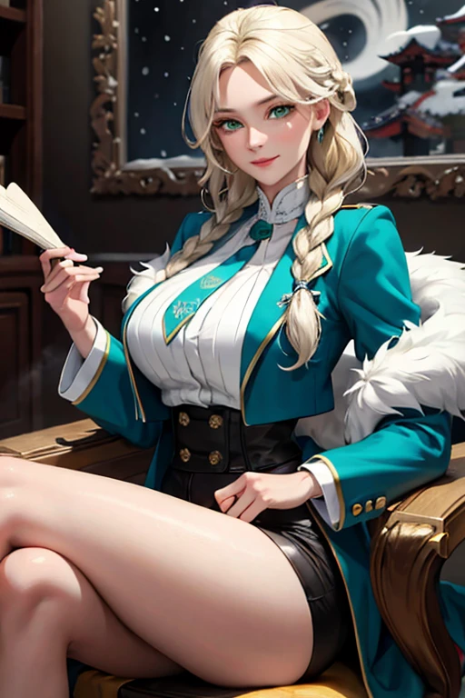 masterpiece, Beautiful art, professional artist, 8k, art style by sciamano240, Very detailed face, Detailed hair, detailed clothing, detailed fabric, 1 girl, perfectly drawn body, beautiful face, broad, light blue fur , highly detailed blue cat eyes, wearing teacher clothes, thigh high boots, tube skirt, Glasses, looking angrily over Glasses, Sensual Lips , pink cheeks, School environment, detailed background, board , show details in the eyes, close up view, looking at the viewer, angry expression, ceñudo, holding the ruler,