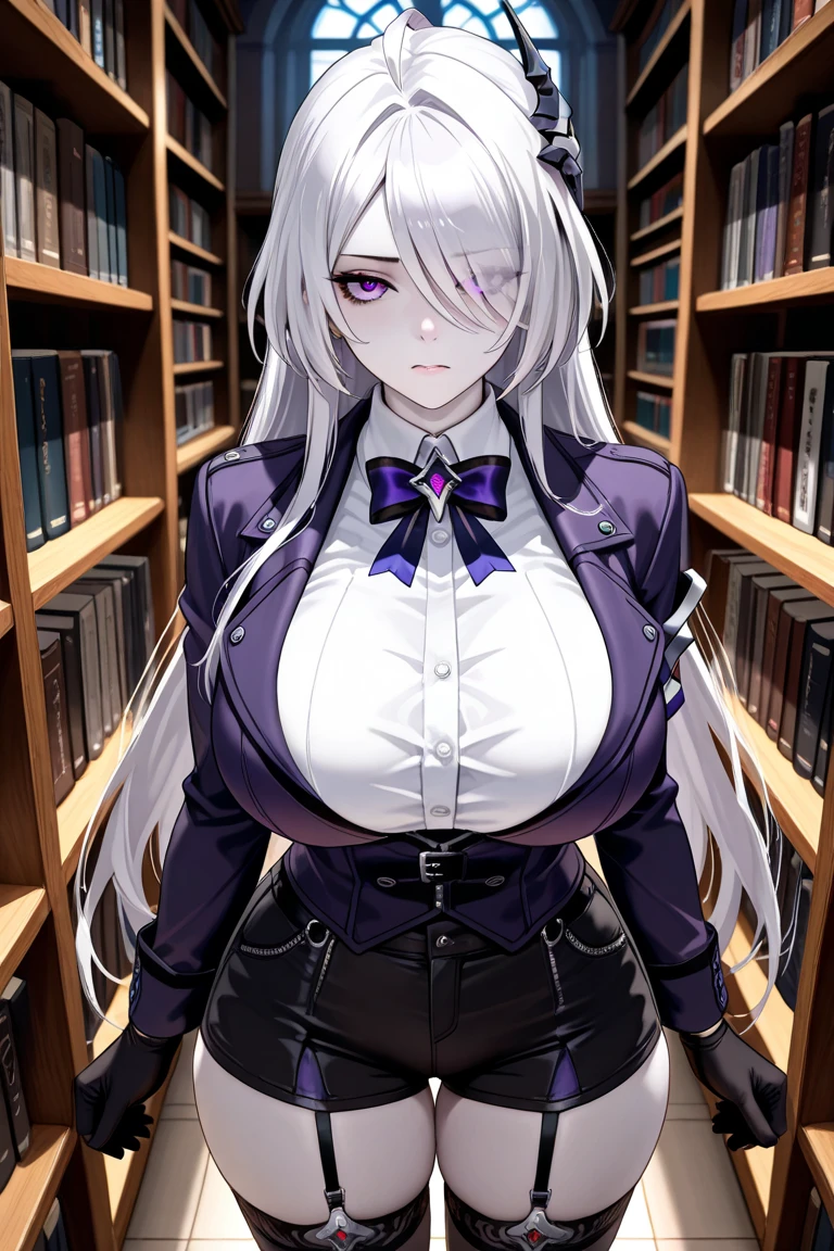 ,Unzen, 1girl, long hair, multicolored hair,purple eyes,
,office lady, business suit,  black skirt, white shirt, black thighhighs, standing 
office,office, <lora:Unzen_20230911102126-000018:0.8>