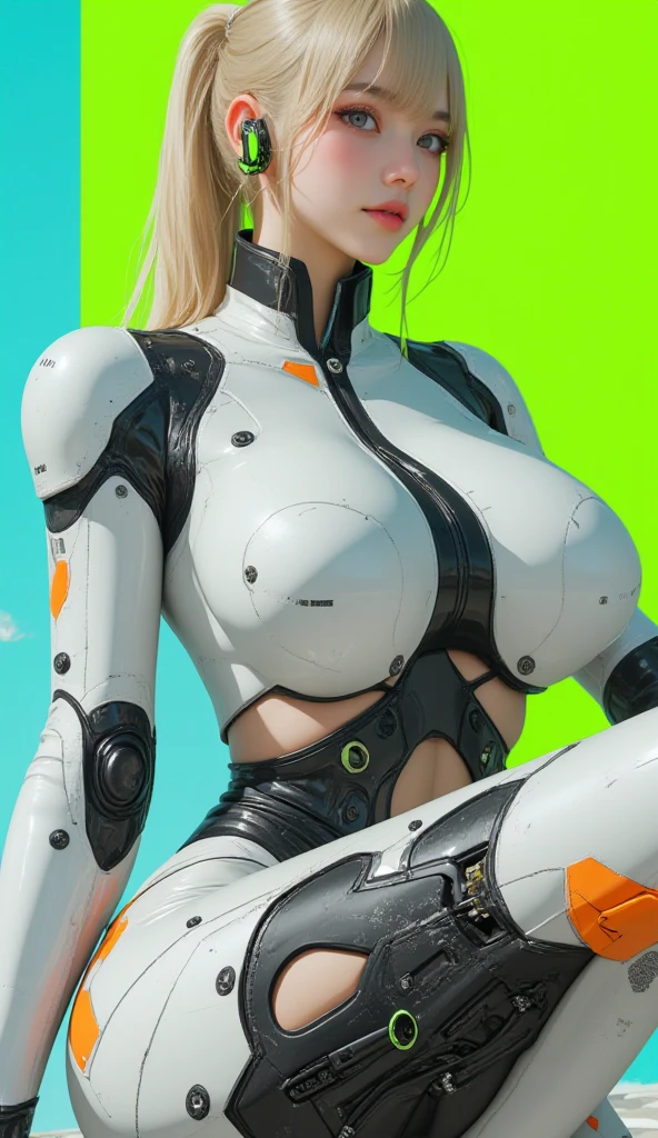 (((Young White Woman))), ((Best Quality)), ((Masterpiece)), (Detail: 1.4), 3D, A Beautiful Cyberpunk Woman with Simon Bisley-style micro thong, Genesis evangelion neon style clothing, 2-piece clothing, Long silver hair, arm tatoo, cybernetic hands, (((girl in mech suit))) , ((cyberpunk girl)), pastel, Centered, scale to fit the dimensions, nffsw (High dynamic range),Ray tracing,NVIDIA RTX,Hyper-Resolution,Unreal 5,Subsurface Dispersion, PBR Texture, Post-processing, Anisotropy Filtering, depth of fields, Maximum clarity and sharpness, Multilayer textures, Albedo and specular maps, Surface Shading, accurate simulation of light and material interactions, Perfect proportions, Octane Render, Two-tone lighting, Wide aperture, Low ISO, White Balance, thirds rule, 8K Raw, Crysisnanosuit,loraeyes,nijistyle,pantyhose, freckles, nsfw, sexual pose , High detailed, 300dpi, (((dynamic angle))) , ((((white simple background))), (((flirt))), Blue eyes