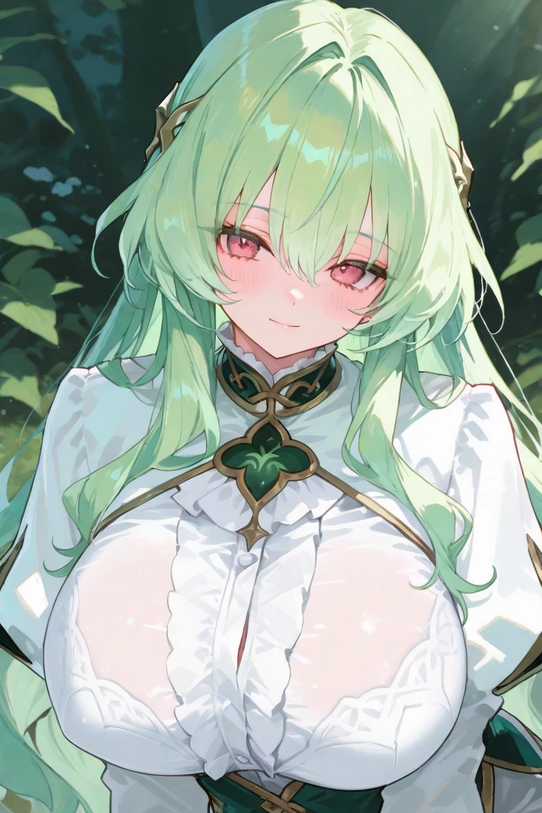 ultra-detailed, masterpiece, perfect anatomy, Precise, High Quality, best quality, high resolution, (beautiful detailed eyes:1.8), (1 lady:1.8), 24 old, extra long hair,(bangs:1.4), (hair between eyes:1.5),wavy hair,(green hair:1.4), (large breast:1.4), (crossed bangs:1.2) , green eye, hairs between eyes,(nun:1.4), (embarrassed,blush:1.5), light leaks, ancient church, stained glass, (boy:1.4), (nipples:1.3), doggystyle, from behind, pov, (large penis:1.4)