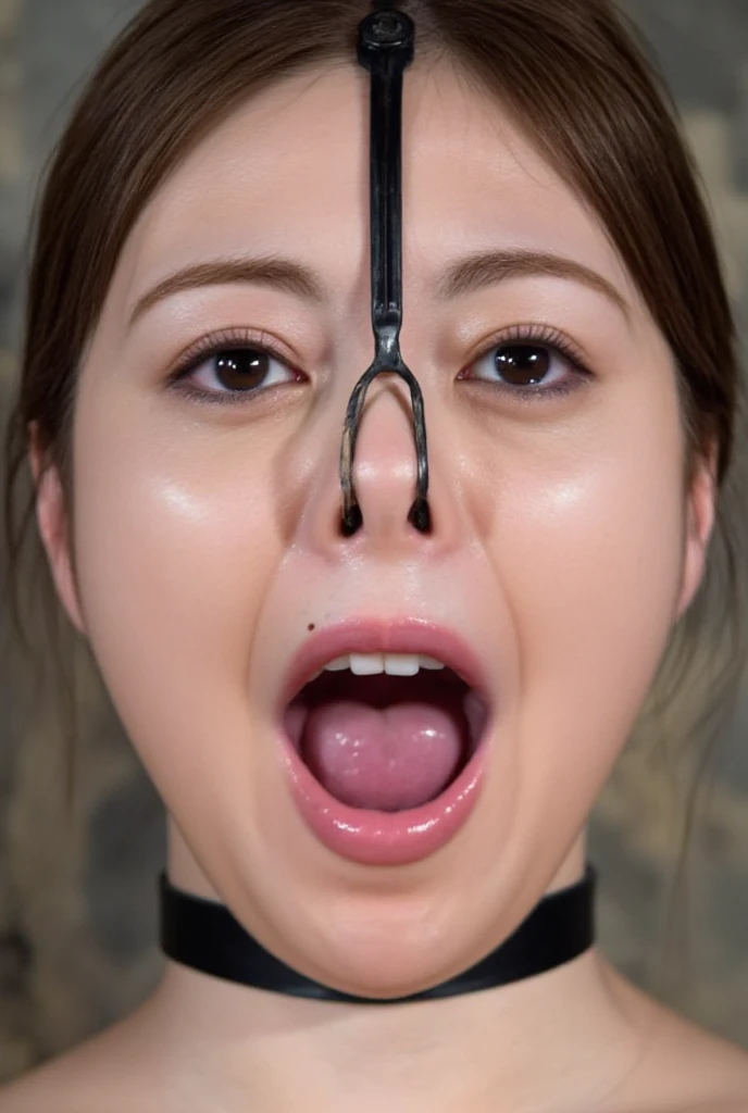 (Sabrina Carpenter, bdsm, bondage, drool dripping, drool dangling, spreadergag) cleavage, 8k, drool all over chest, drooling, realistic, dripping wet, medium breasts, drool all over face, corset, perfect body, smooth skin, pleading eyes, lots of drool, sweating, saliva on face, exact likeness,