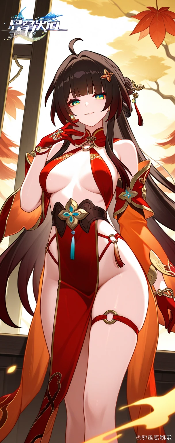 ((best quality)), ((masterpiece)), (detailed), 1girl, NSFW, small , prominent collarbones, skinny arms, flat stomach, visible hip bones, long hair, ponytail, thick ponytail, heavy ponytail, red and white clothing, full body, whole body, body, NSFW, full body, whole body, head-to-toe NSFW, Bloodborne inspired, occult aesthetic, occult, detailed and intricate steampunk and detailed gothic