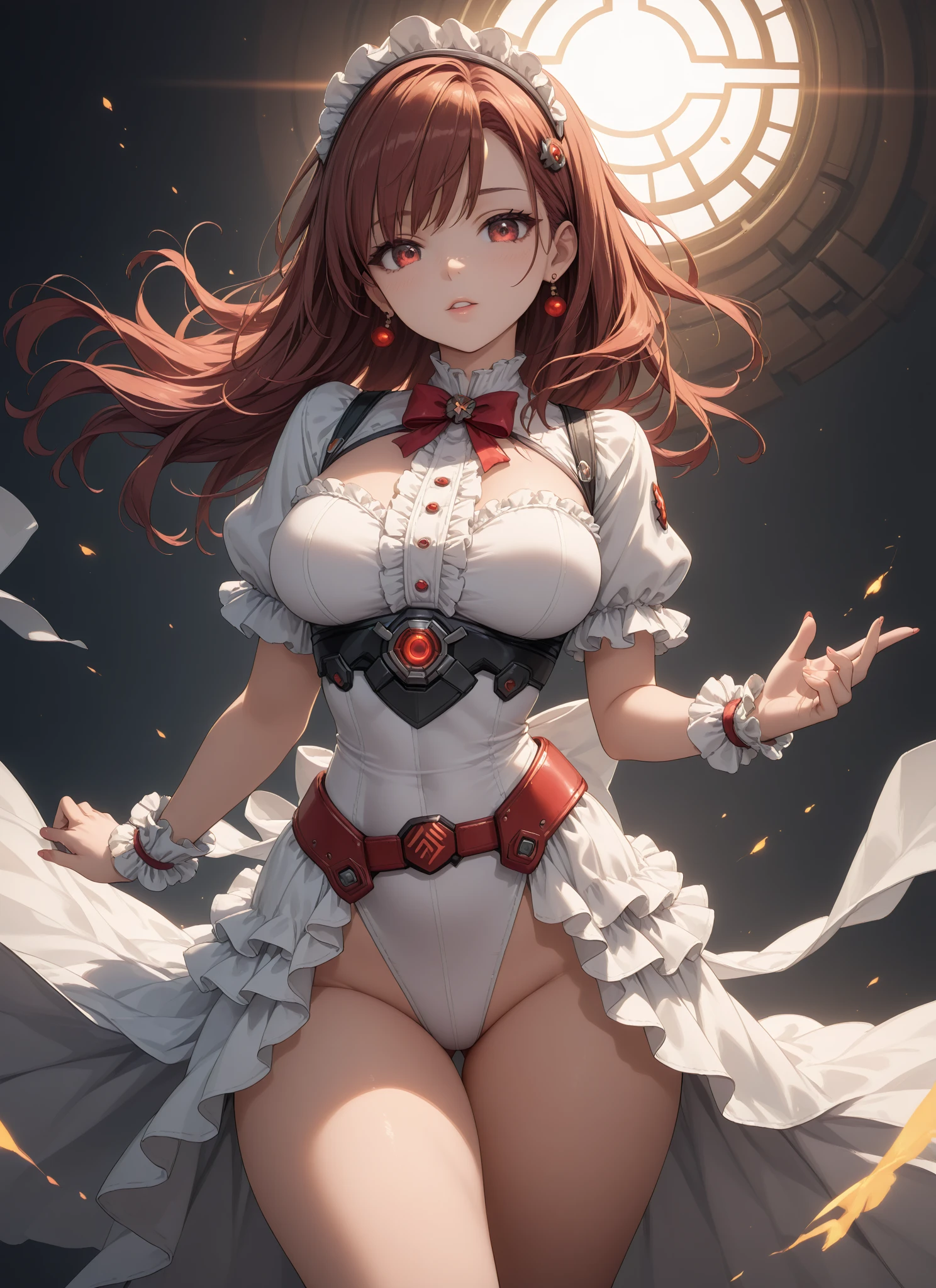 ultra-detailed,best quality,masterpiece,ultra-detailed,high resolution,extremely detailed CG,perfect anatomy,detailed,cinematic lighting,beautiful detailed eyes,ultra high res,1woman,(35 years old:1.4),gleaming skin,oil skin,sweat,humid,trembling,strong light coming in,spot lighting,bright,clothed,nsfw,(lace panties:1.3),(cameltoe:1.2),(love juice:0.5),frown,angry,contemptuous,disdain,(hate:1.4),(blush:0.4),looking down, asuna, long hair, brown hair, braid, brown eyes, bare shoulders, armor, breastplate, white sleeves, detached sleeves, red skirt, pleated skirt, white thighhighs,(milf:1.9),(curvy:1.6),mature female,gigantic breasts,wide hips,skindantation,milf,Mature Woman,(ecstasy:1.3) ,(slut:1.2),(vulgarity:1.3),(fucked silly:1.1),(steam:1.1),(wet:0.8),(trembling:0.8),(tears:0.7) ,(drooling:0.6),(sweat:0.8),