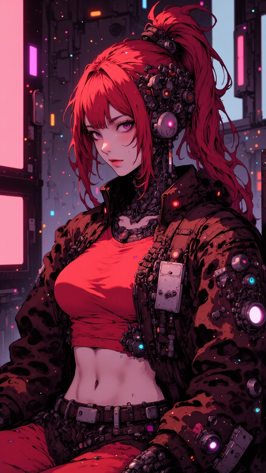 Kizi，Raised sexy，Bigchest，The upper part of the body，cyber punk perssonage