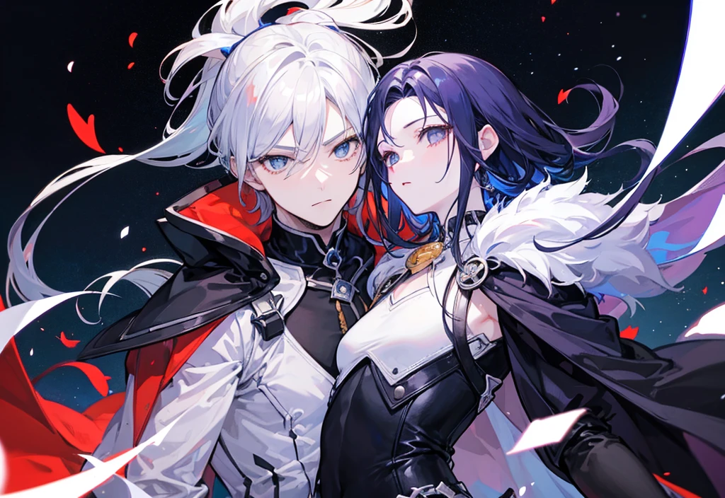 completely black eyes, 19 years old, mage, horns, black hair with red highlights, emotionless, pale skin, dark, medieval, chaos magic, dark magic, with cape, powerful, a girl with a cute boy appearance ,girl, men's clothing, hair boy, appearance of man and girl, short hair