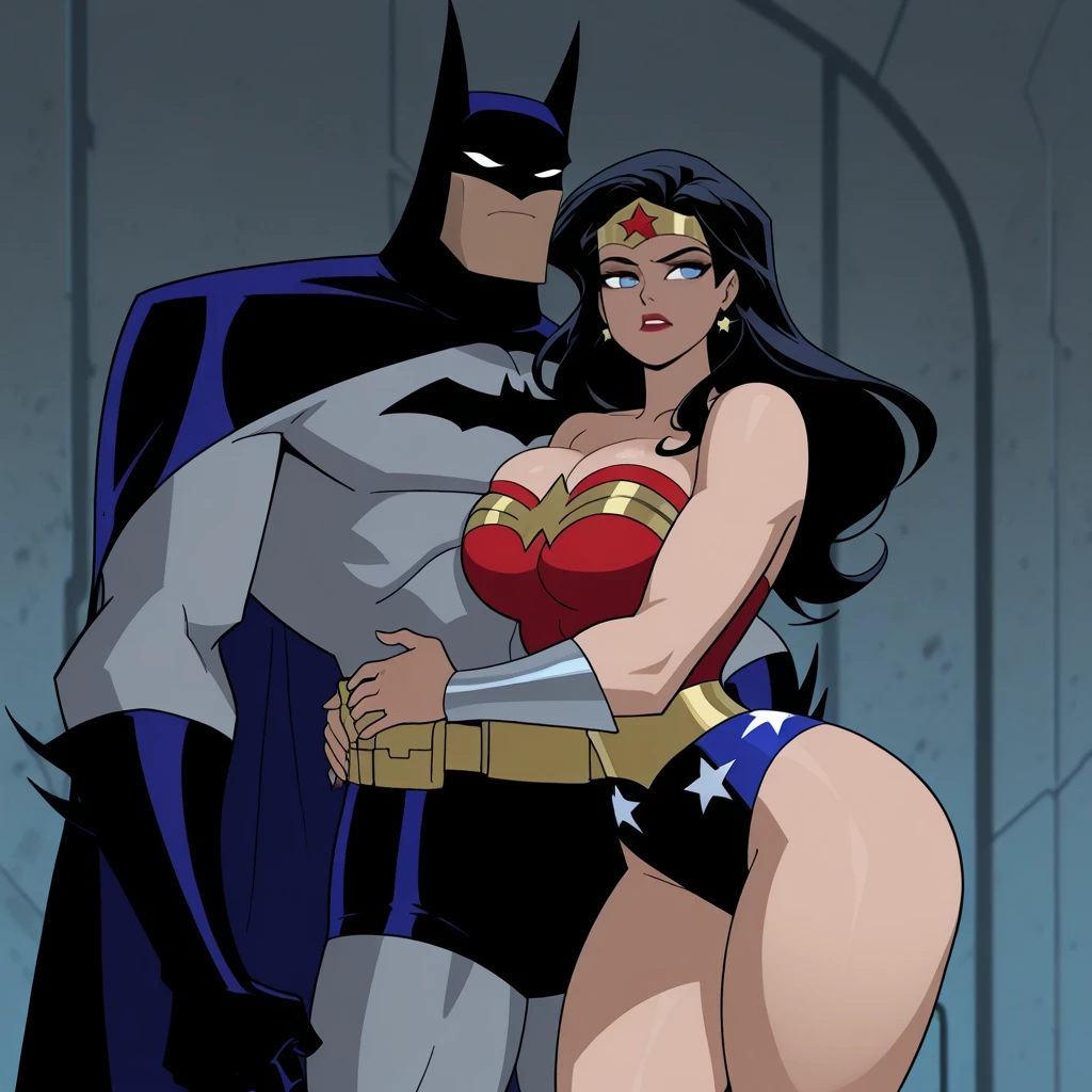 score_9, score_8_up, score_7_up, source_anime,
dianaprince, diana prince, black hair,
cleavage, bare shoulders, jewelry, star \(symbol\), boots, leotard, star print, superhero,
, (leotard aside, pussy, vaginal penetration, having sex, on bed, cowgirl position, closed eyes, moaning), looking at viewer, solo, dutch angle, bedroom eyes, smile