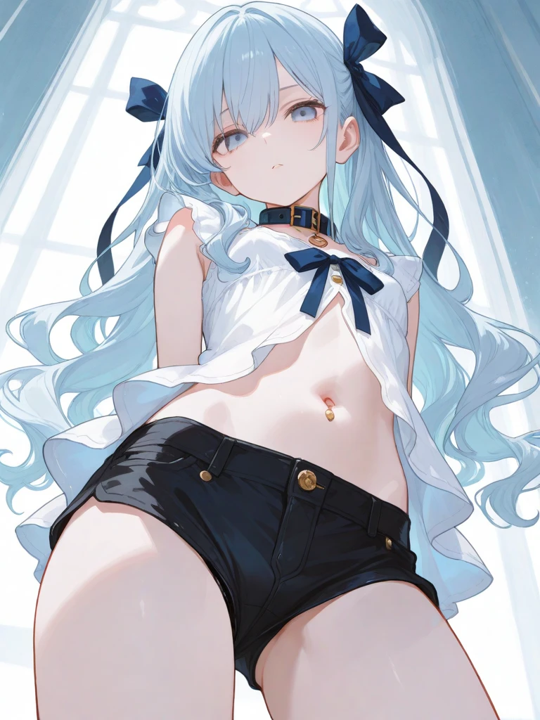 silver wolf、blush,smile、Sexy see-through lingerie、camisole、Primary school students、The back is very small、Lolita、Small breasts、Show your armpits、exterior: 14 years old、Shoulder Bare、The clavicle is visible、Sexy thighs、Beautiful legs、Usual hairstyle、highest quality, High resolution, unity 8k wallpaper, (shape:0.8), (Beautiful and beautiful eyes:1.6), Highly detailed face, Perfect lighting, Highly detailed CG, (Perfect hands, Perfect Anatomy),