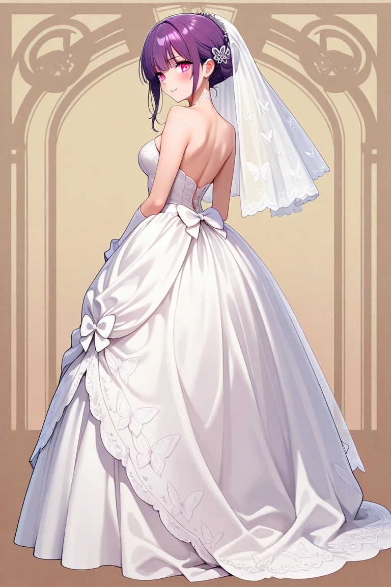 beautiful woman, illustration, cartoon style, bride of five equal parts, wedding dress --auto --s2