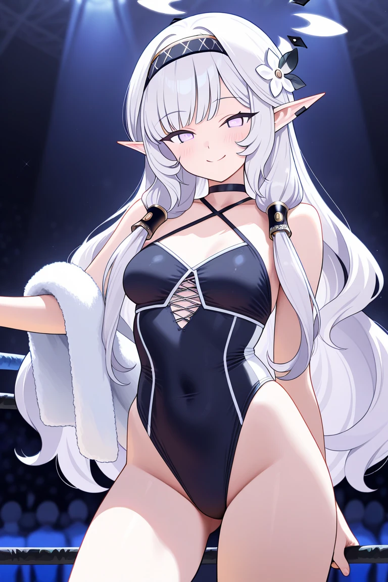A girl with half angelic side and half demonic side, facing front