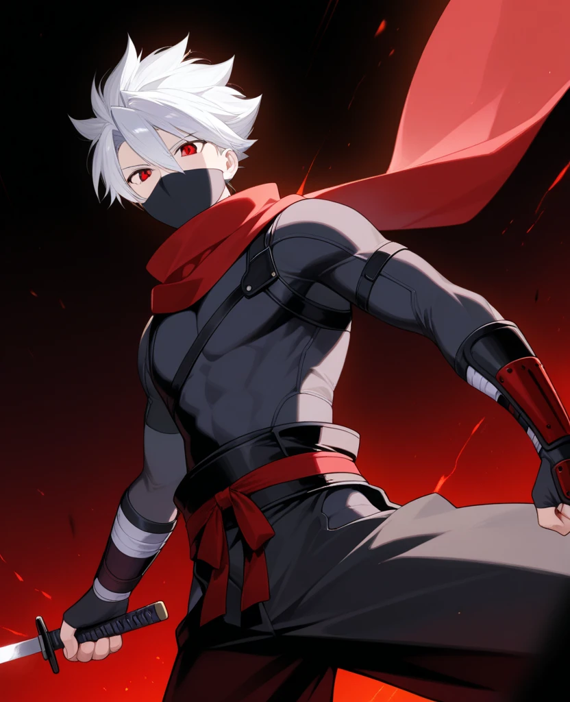(masterpiece, high quality:1.4), (kaneki ken, black hair, (white hair), red and black eye, mask | teeth, blood eyes, black clothes, scorpio tentacles), blood, ((full body)), (dynamic pose), black background, thrilling, (fierce face), powerful aura, glowing red eye,blood tentacles,kagune powers,8k,64k, HD, unparalleled masterpiece, dynamic lighting, cinematic, epic, highest quality digital art