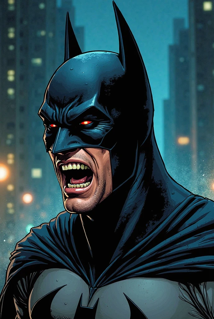 draw the Batman in an action scene with a lot of blood on his hands and mouth, blood on the ground because the scene is of Batman fighting several Cyberpunks at the behest of the villain Penguin, 64k,