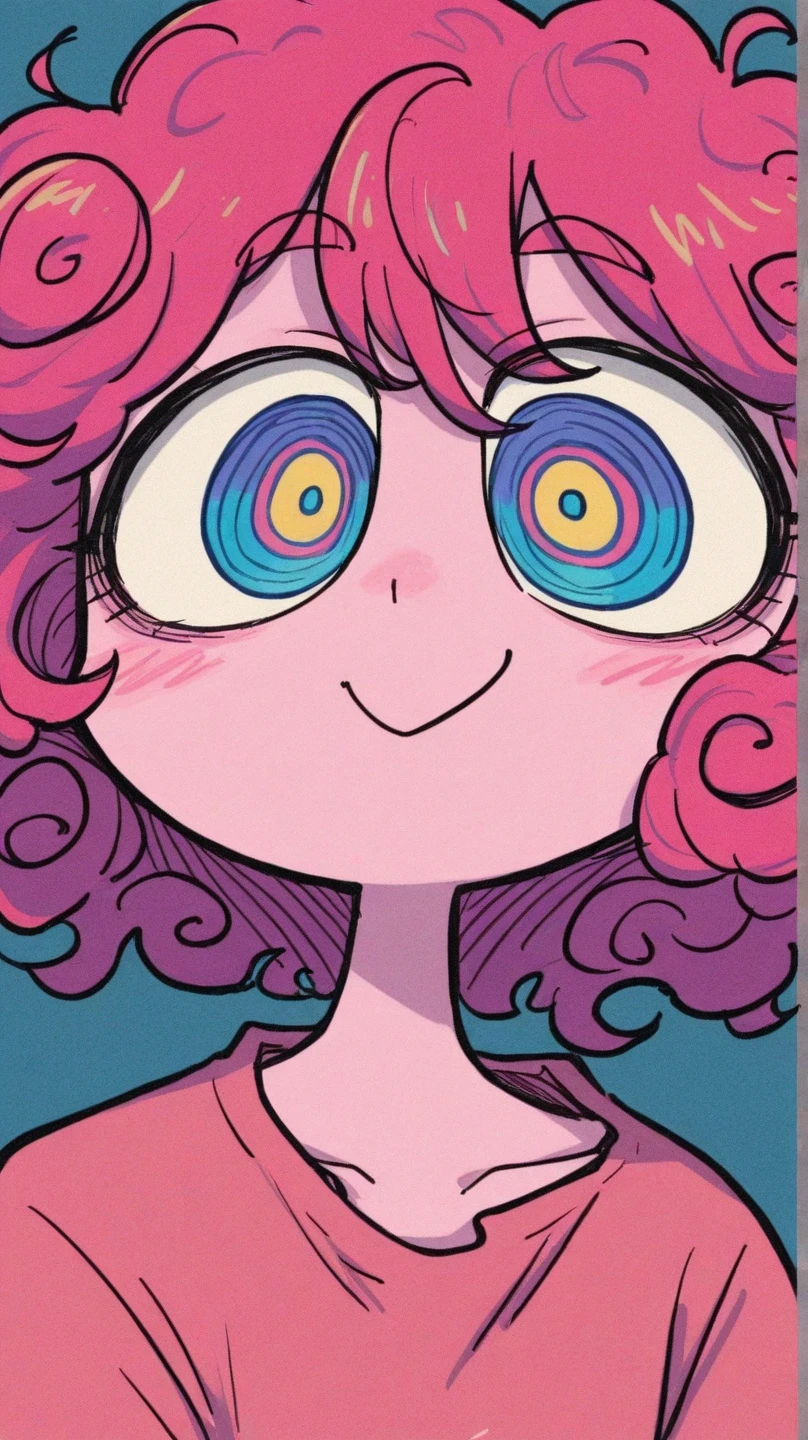 1 girl, cute face, messy curly hair, violent color eyes, 