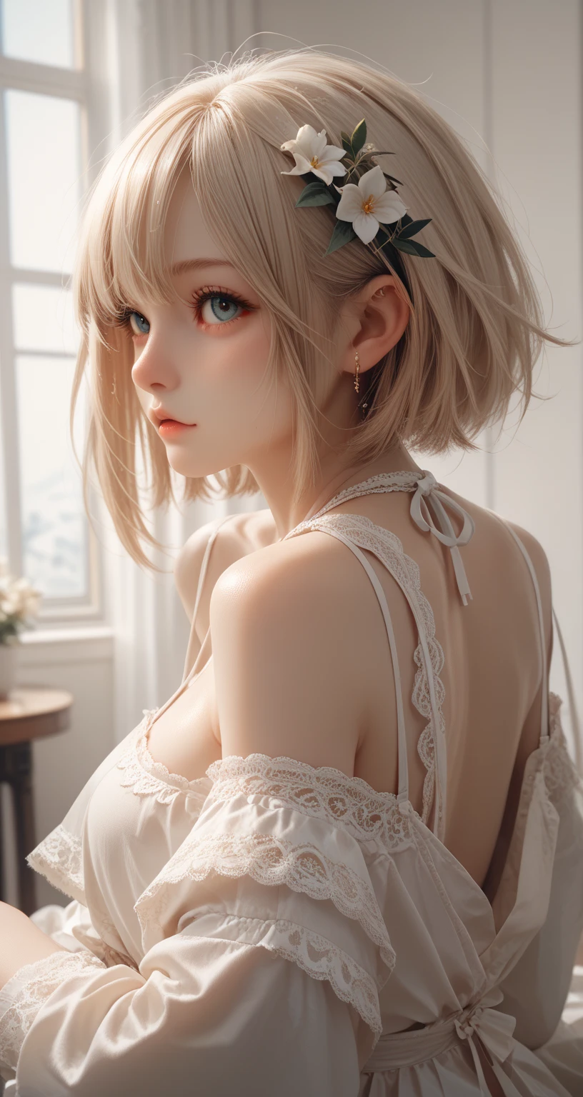 ((photorealistic:1.4)), finely detail, full-body shot, detailed full body features, ((1 girl)), ((solo)), ((extremely detailed face)), ((photorealistic:1.4)), finely detail, full-body shot, detailed full body features, ((1 girl)), ((solo)), ((extremely detailed face)), cute girl, ((short straight hair)), ((white hair, bangs)), ((pink hair)), perfect lighting, masterpiece, best quality, ultra-detailed, kawaii, small breasts, naked, , exposed breasts, (small breasts 1.6), light, color, texture, detail, beauty, wonder, colorful, shuimobysim