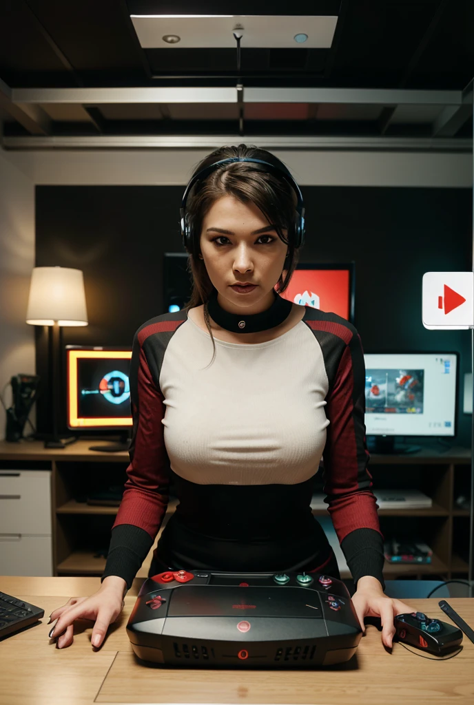 ((melhor qualidade)), Uma menina jogando videogames,Artistic portrait,teclado,rato,headphones on head,luzes led,alta resolução,ultra-detalhado,profissional,Game setup,cores brilhantes,studio lighting,sensual facial expression, cabelo vermelho escuro, olhos verdes, sardas,roupas casuais sexy,artistas conceituais, Um quarto gamer aconchegante, Game setup, luzes led coloridas, comfortable gaming chair, High-resolution gaming monitor, Gaming PC with powerful graphics card, Fone de ouvido para jogos, teclado e rato para jogos, Cartazes de videogames favoritos, consoles de jogos com controles, immersive gaming experience, atmosfera futurista, cores vibrantes, dynamic lighting, jogabilidade intensa, Ultimate Game Setup, ultra-realistic graphics, ambiente competitivo de jogos. Quarto Gamer, Menina Gamer, Camera, Jogo no monitor, luzes RGB. cadeira gamer, an average monitor, quarto escuro, telas retroiluminadas, The best room with decoration for the player, um design muito bonito para a menina Serpentina, Noite, Beautiful girl, sentado nu em uma cadeira de jogos, corpo magro, rosto perfeito, Very high resolution, (Beautiful ), tudo detalhado, tight white top without bra, mamilos eretos, ultra detailed artistic photography, rosto lindo, hiperdetalhado, fotorrealista, pintura digital, digital illustation, Detalhe extremo, arte digital, fotorrealista, Motor irreal, 32k, alta resolução,(melhor qualidade,4k,8k),ultra-detalhado,(Realistic,fotorrealista,photo-realistic:1.37),Retratos,artistas conceituais,Cenas,(cores vibrantes,vivid colors:1.1),(foco nítido,circunstanciado:1.1),Illustrations,tema de videogame,design de personagens,interactive experience,arte imersiva,realism rendering,Advanced lighting,Modelos 3D,(dinamic poses,action poses:1.1),Jovens adultos,Tecnologia moderna,Design do controlador de jogo,Meio Ambiente