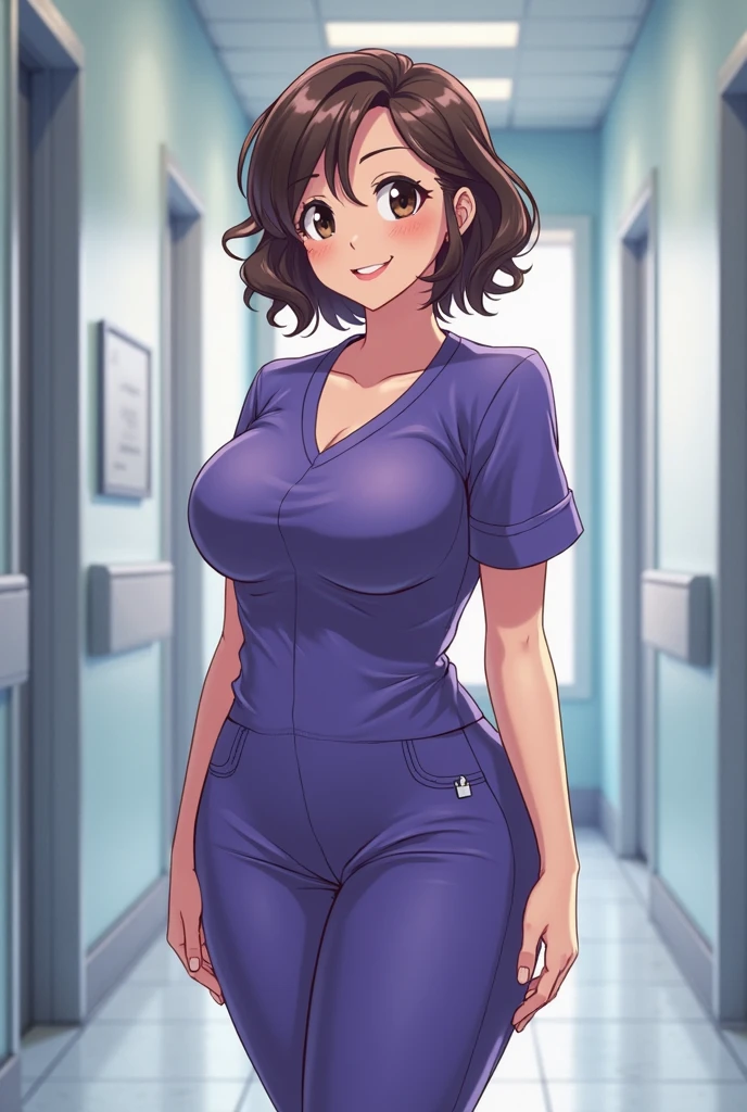 melhor qualidade de imagem、4K.Estilo Cel Anime, mais alta qualidade, high resolution, 1 garota, (seios enormes:1.4), corar, embarrassing, Dentro do hotel,cama, sorriso,、cabelo azul、cabelo azulrabo de cavalo、olhos azuis、rabo de cavalo、blue hairのponytail,Roupa de empregada cor-de-rosa