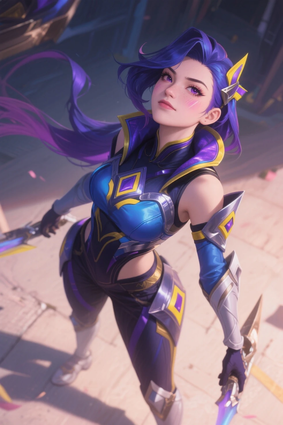 (solo, 1girl), (absurdres, ,highres, official wallpaper, poster), (masterpiece, best quality:1.2), (illustration, realistic), (perfect details, highest detailed, extreme detailed), dramatic light, <lora:starguardianakali:1>, starguardianakali, (mouth mask, multicolored legwear, elbow gloves, hair ornament, star guardian \(league of legends\), star \(symbol\), multicolored hair, blue hair, purple hair, ponytail), (skirt, dress) ,(ruins, rain, wet, wet bra, wet panties, wet hair), (empty eyes, disappointed, standing)