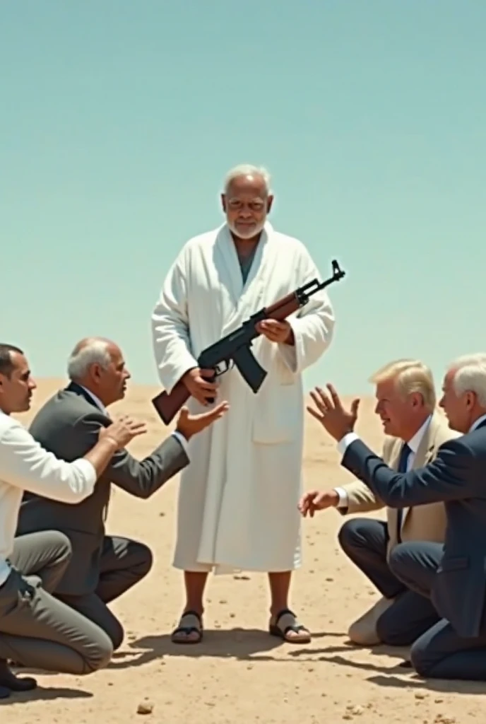 Pm modi stand outside of the masjid with machine gun killing all muslims man during namaz with that gun