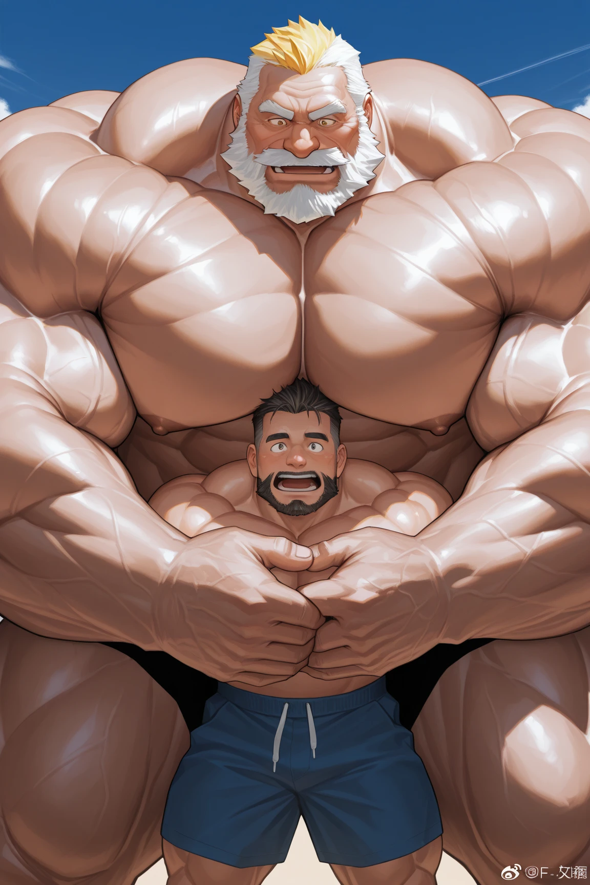 Jin Qiu, furry, anthro, male, ((Duo:2.0)), (Anthro Top BlackWolf sniff armpit) , (Armpit up in standing position:2.0),(Worship :1.5), huge body,(cute:1.8)
(((((by luwei, by rossciaco, by kumayaki)))by null-ghost, by estper, by sollyz, by takemoto_arashi, by milkytiger1145)) (by bakemonoy, by istani, by hyaku:0.5)
(((high detail:1.2, absurd res, good anatomy, eye highlight)))
(mature, masculine,Bodybuilder,strong pecs,vascular veins,huge pecs, manly, handsome, very smug smirk,),(bulging (biceps:1.5), bulging triceps, massive lats:1.5),(Flexing, Revealing Abs),((detailed eyes, black thick eyebrows)),
nude, nsfw, ((face focus, Grin face, open mouth)) (saliva, bodily fluid)
blush, ((bedroom eyes, narrowed eyes)),
indoors, bedroom
((looking at viewer)), (((Front angle view)))), ((erect penis)),(Hyper long penis:1.4)),(Cum), (Thick cum), Sniff Armpit, (Nake:1.7), (<3:1.4), (Visible Abs),(Sixpack), (Swoll), (Hyper Muscle),(Scar on face: 1.8),Double Bicep pose, Reveal armpit.