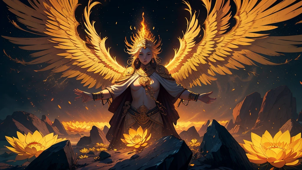 Firebird and Bishamonten、Magnificent scale、bio luminescent、etheric、Masterpiece、high-level image quality