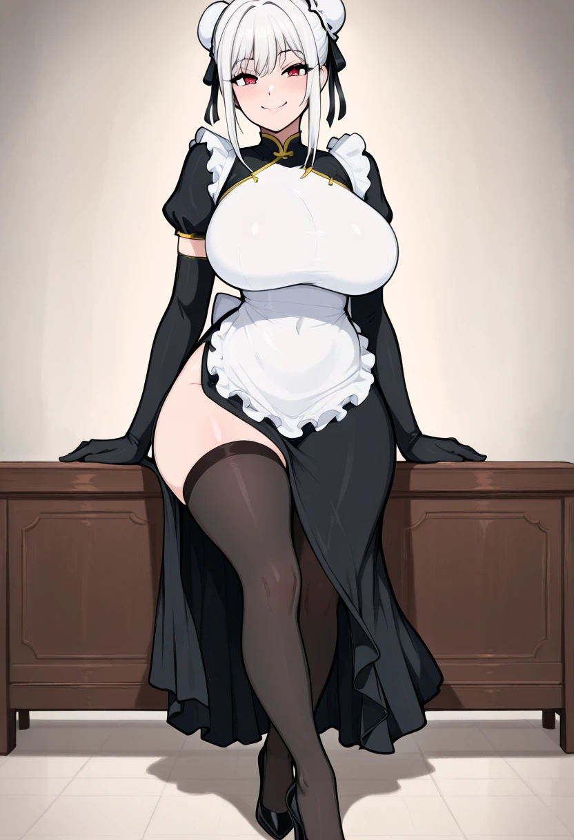 1 Girl，high school girl，((2b，Nier，mini skirt，Pointed Chest，Cowboy Shot，cameltoe，Very exquisite white panties，from below))，High Cut，((Highest quality, wonderful,8K, masterpiece :1.3)), (Realistic, photoRealistic:1.4),（very fine and beautiful skin）, Very detailed,Cinema Lighting, Detailed light, Best Shadow, Dynamic Angle，Super big breasts:1.5，Plump thighs, In the classroom