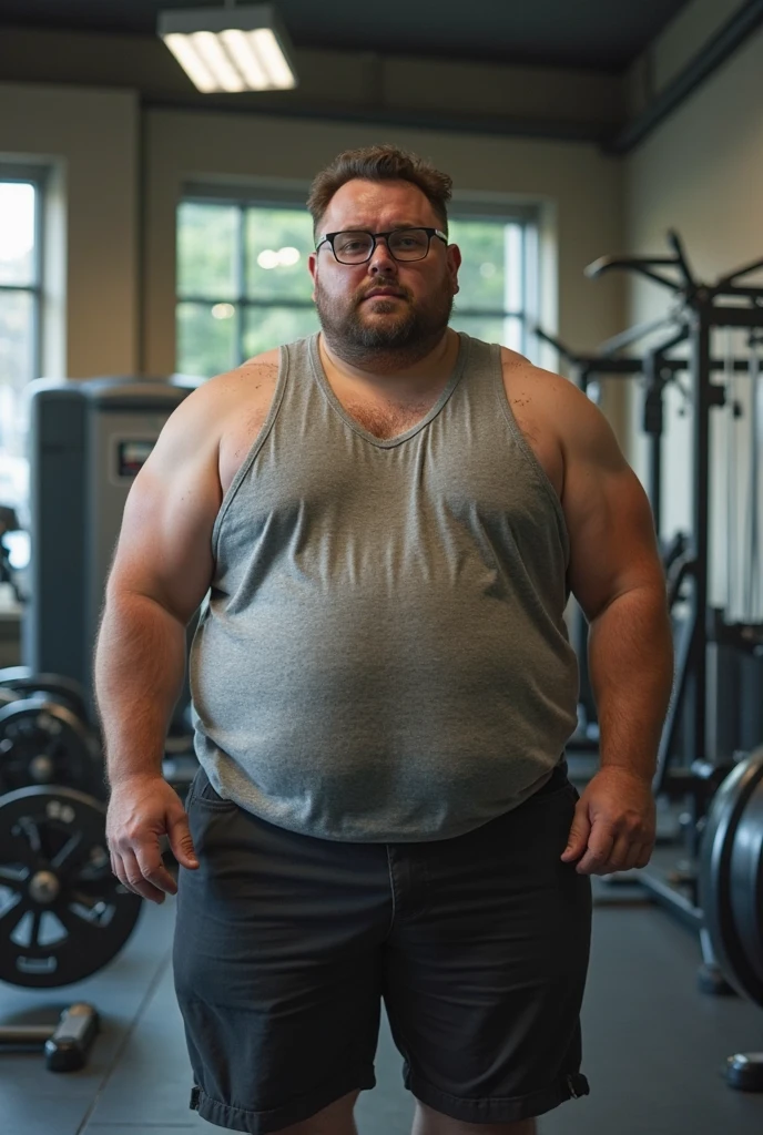 An overweight person exercising very motivated