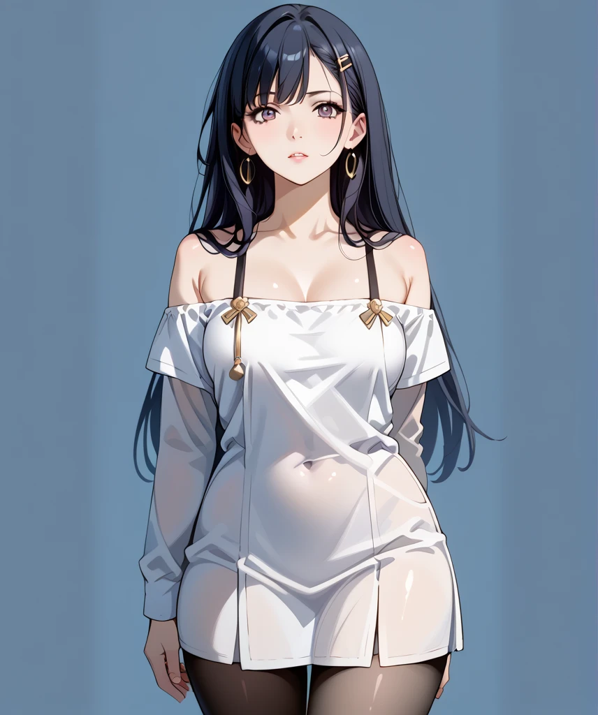 (masterpiece:1.4),(detailed:1.4),(4k,8k:1.4)),(beautiful:1.4),(High resolution:1.5),(tall slender proportion),((1 woman:1.5)),(Solo 21 years old),(Anime Style:1.4),(Gwaites style artwork),(whole body),(Close ~ eyes),(cloud brown big eyes),(She shook her high ponytail black middle hair:1.4),(We say,Pointed nose),(Pointy medium ed butt,Tody is slim),(deep detailed eyes),(Composition from the front),((standing1.5)),((:o 1.5)),((pubic hair:1.2)),((fashion magazine:1.5)),(((High-cut leotard:1.5)),((cowboy shot:1.4)),simple background,((1 girl:1.5)),nsfw