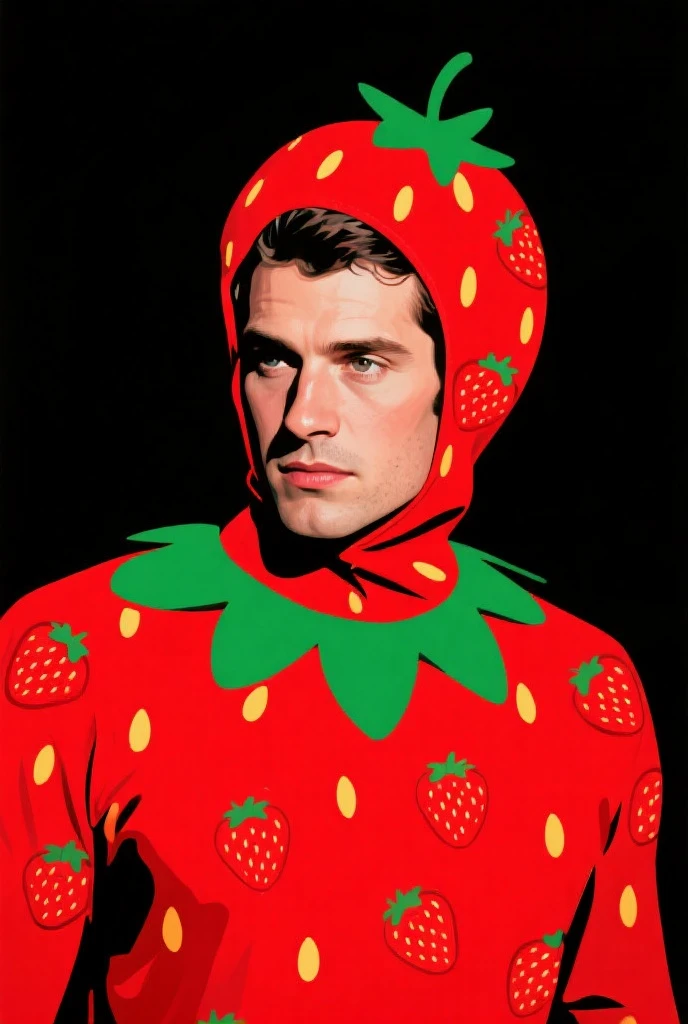 there is a man in a red and yellow hat eating a banana, inspired by David LaChapelle, david the chapel, ark album cover, Ryan McGinley, inspired by Bert Stern, orange balaclava, adam driver, David Sorrenti, as a 90s fashion editorial, inspired by Cindy Sherman, profile picture, Andy Samberg, Anton