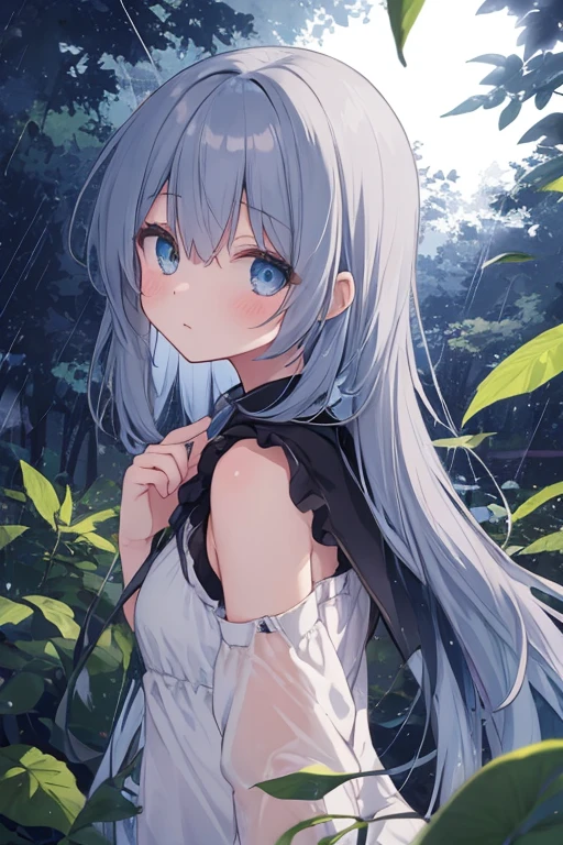 score_9, score_8_up, score_7_up, score_6_up, score_5_up, score_4_up, uncensored, yukinoshita yukino, absurdly long hair, grey eyes, black hair, very long hair, horny face, blush face, lips, naughty face, shiny skin, sweating, steaming body, curvy, voluptuous, heavy breathing, (small breasts:1.3), detailed body, detailed eyes, looking at viewer, night, narrowed eyes, standing, cocktail dress, moon, night peeking out upper body, peeking from behind tree, forest dutch angle,