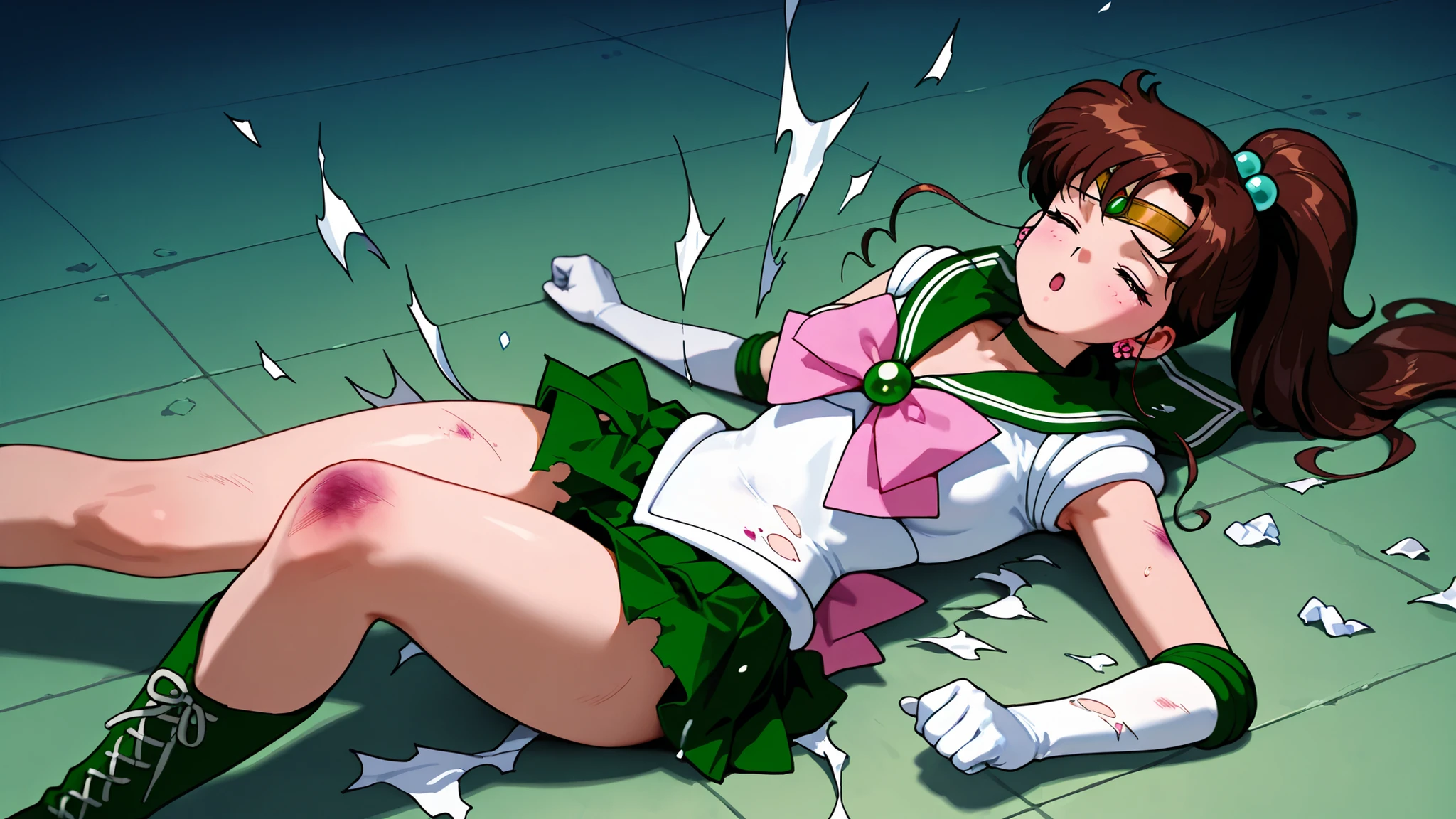 (nsfw:1.4),(Extremely vulgarity:1.4),(severe humiliation:1.4),(criminal hentai:1.4),(uncensored:1.4),masterpiece,best quality,anime screencap,official art,official style,ultra detailed,high quality,detailed Lora,highres,absurdres,official art,official style,explicit, shiny skin,extremely detailed CG unity 8k wallpaper,detailed face,perfect face,beautiful face,(detailed eyes:1.2),(perfect eyes),(expressive eyes:1.2),perfect anatomy,Sailor Pluto XL,1girl,solo,1990s \(style\),(torn clothes:1.4),(almost naked:1.4),sailor senshi uniform,lipstick,carmine eyes,hair bun,single hair bun,gloves,choker,skirt,long hair,dark green hair,elbow gloves,white gloves,jewelry,earrings,black choker,tiara,bow,black skirt,bare legs,huge breasts,high quality nipple,lewd lowerbody,(wild pubic hair:1.4),(perfect pussy:1.2),(perfect vagina:1.2),arms up,armpit,(spread legs),blush,sweaty,(crying),(orgasm),(ahegao),(despair:1.2),(mind break),cowboy shot,((multiple men:1.4),(multiple penises)(forced sex:1.4),(rape:1.4),(hard sexual torture:1.4),(sex slave training:1.4),(gangbang:1.4),(bukkake:1.4),(armpit sex:1.4),(bdsm:1.4),(restrained:1.2)),dynamic angle,on the prison,