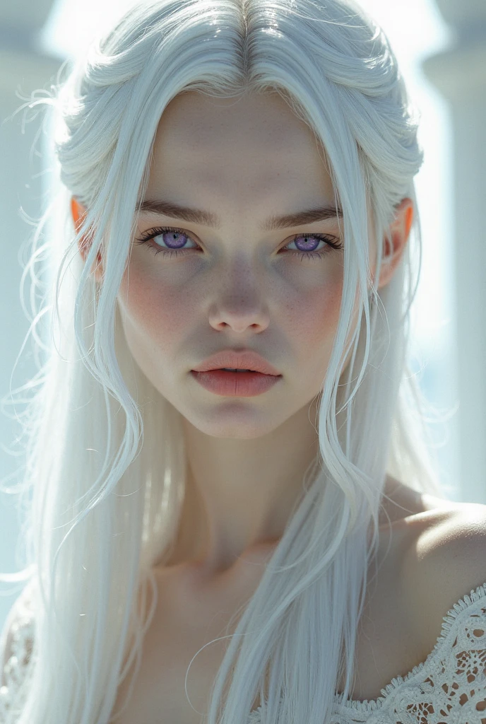 blond woman with long hair and blue eyes posing for a picture in club, girl with white hair, perfect white haired girl, soft portrait shot 8 k, color photograph portrait 4k, brunette with dyed blonde hair, girl silver hair, flowing silver hair, color portrait, flowing white hair, photo of a beautiful woman, white hair color, a girl with blonde hair
