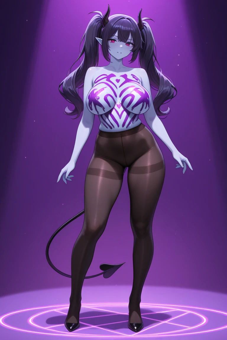 Furry girl in erotic purple lingerie design inspired by Werewolf (lycanthrope) With long hair , in various views (front and back) ((Character sheet))