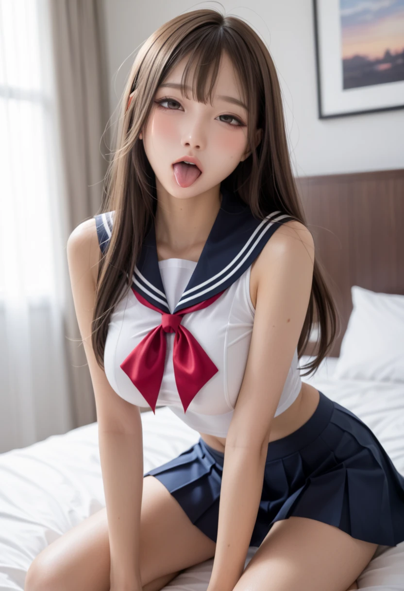 (Traditional Media:1.2), (2D:1.2), (center:1.3), figure, (((masterpiece))), ((())), From below, On the bed, High resolution, Absurd, mischievous sailor suit, Very good, Realistic, real, humid,Are thin、 Blushing, like々New Appearance, (((Embarrassed look))), Pink Lip Gloss, (((Underarm))), (((View your viewers))), (((All Nude))), ((Medium Chest)), Correct Anatomy, Perfect Face, Thighs, mascara, Fair skin, (((Dynamic Shadows)))