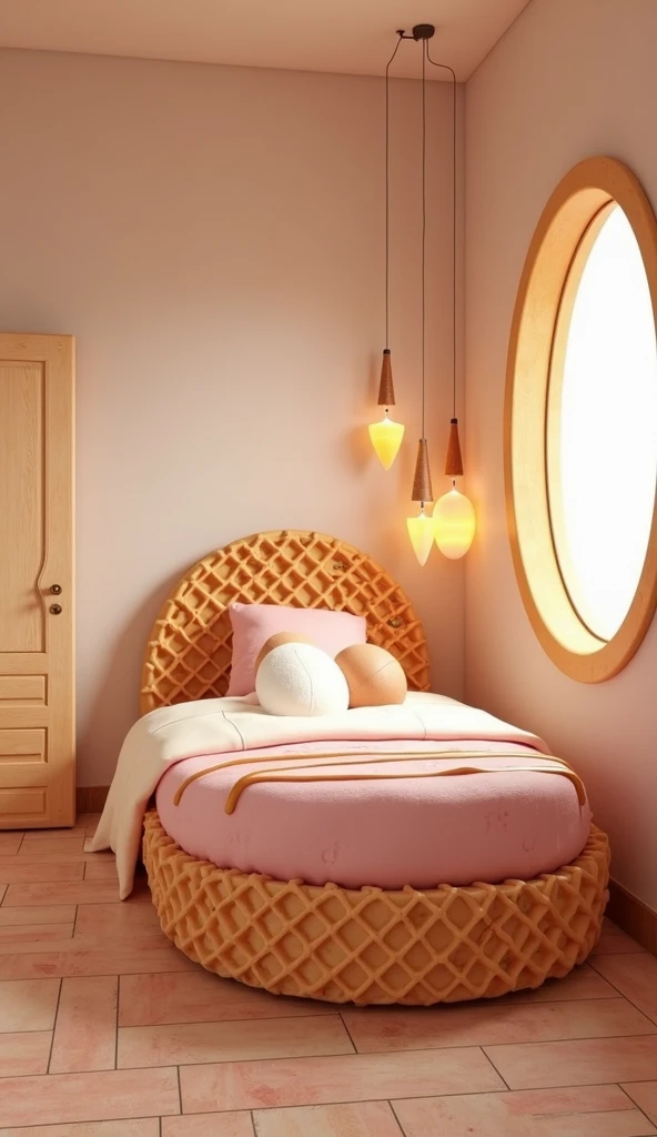 Create a photo background for me with a real New Born style scene with a seabed theme, in the scene there is an empty round bed, on the bed there is only a fluffy blanket, the bed is empty, around the bed, on the bed alone there is a messy fuzzy blanket, in the scene there is an octopus plush, there is a turtle plush, there is a seahorse plush, a transparent glass lamp in the shape of a jellyfish, the lamp has the light on, sea animals high quality clear image, pastel kids photo background image in light